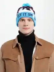 Синий шапка светящаяся новогодняя с диодами