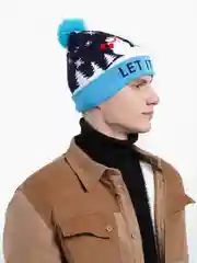 Синий шапка светящаяся новогодняя с диодами