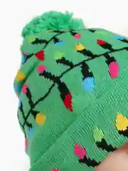 Зеленый шапка светящаяся новогодняя с диодами