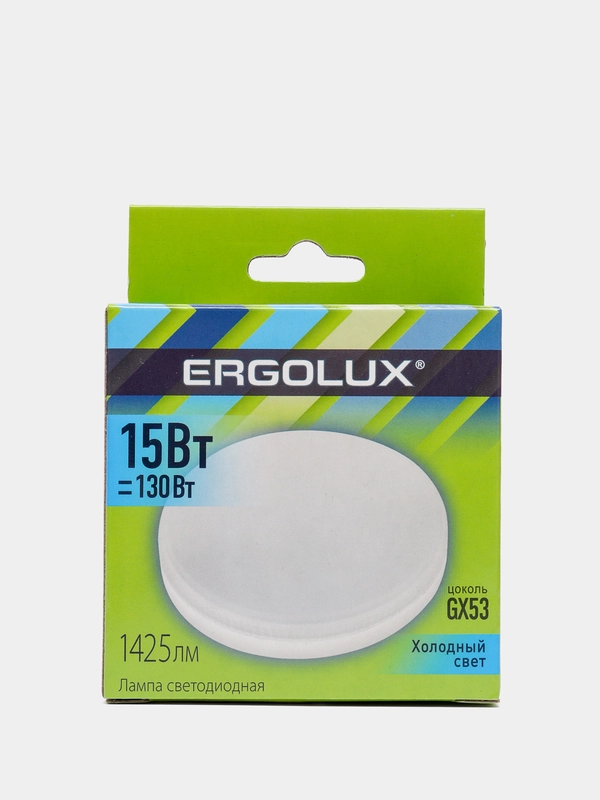 Лампа светодиодная Ergolux LED 15Вт GX53, холодный свет, 14239