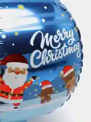 Небесно-голубой новогодний воздушный шар Новый год, Дед Мороз, Санта, Елка, Снеговик, Олень