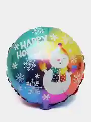 Бирюзовый новогодний воздушный шар Новый год, Дед Мороз, Санта, Елка, Снеговик, Олень