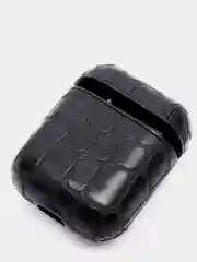 Черный чехол для AirPods 1/2. Кожа + пластик в ассортименте