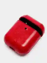 Вишнёвый чехол для AirPods 1/2. Кожа + пластик в ассортименте