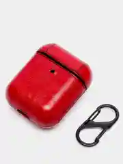 Вишнёвый чехол для AirPods 1/2. Кожа + пластик в ассортименте