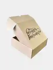 Бежевый коробка из микрогофрокартона 16*16*6 см самосборная 2шт, подарочная "Дорогому человеку"