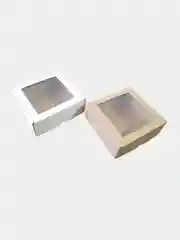 Бежевый коробка из микрогофрокартона 16*16*6 см самосборная 2шт, подарочная с окном