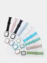 Силиконовый ремешок для Apple Watch с защитным стеклом 2 в 1