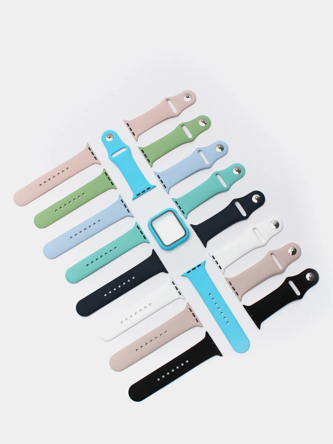 Силиконовый ремешок для Apple Watch с защитным стеклом 2 в 1