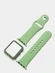 Мятный силиконовый ремешок для Apple Watch с защитным стеклом 2 в 1
