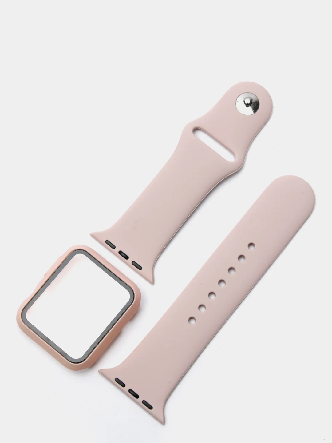 Конфетный силиконовый ремешок для Apple Watch с защитным стеклом 2 в 1
