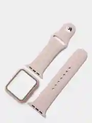 Конфетный силиконовый ремешок для Apple Watch с защитным стеклом 2 в 1