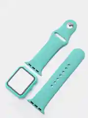 Бирюзовый силиконовый ремешок для Apple Watch с защитным стеклом 2 в 1