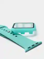 Бирюзовый силиконовый ремешок для Apple Watch с защитным стеклом 2 в 1