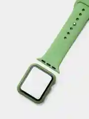 Мятный силиконовый ремешок для Apple Watch с защитным стеклом 2 в 1