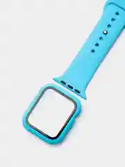 Голубой силиконовый ремешок для Apple Watch с защитным стеклом 2 в 1