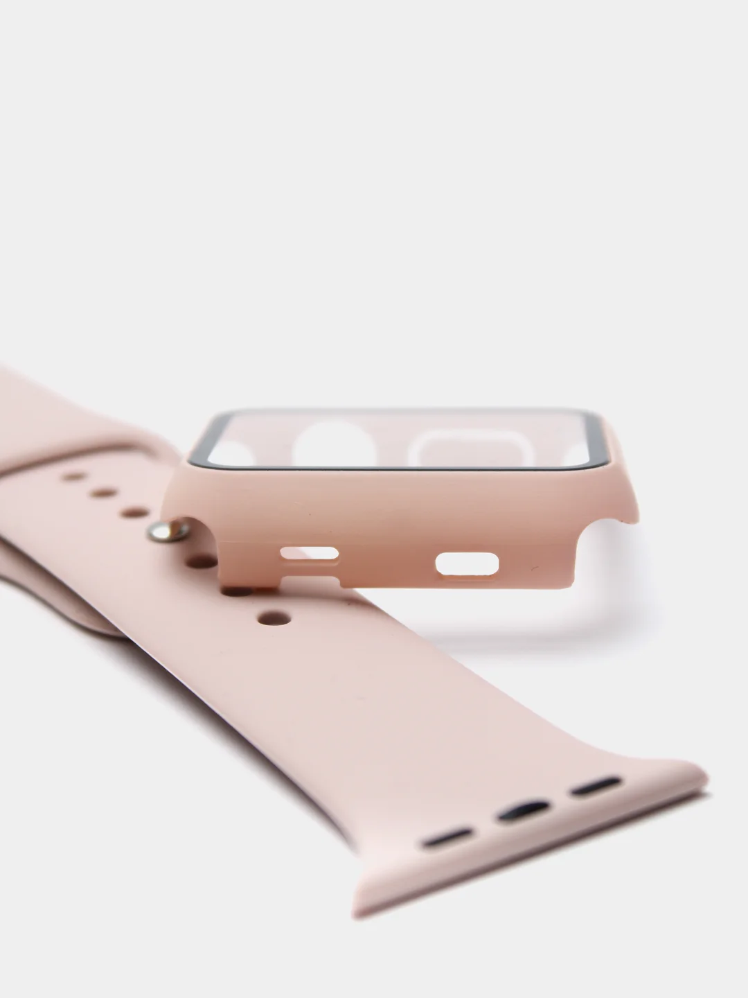 Конфетный силиконовый ремешок для Apple Watch с защитным стеклом 2 в 1