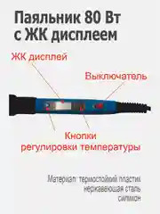 Синий паяльник 80 вт: керамический нагреватель, цифровая регулировка, выключатель, с подставкой
