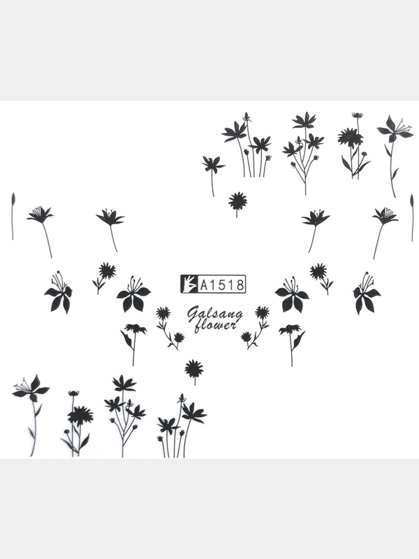 Наклейки для ногтей, слайдеры, стикеры, для ногтей (водные) - Flower Love A1518