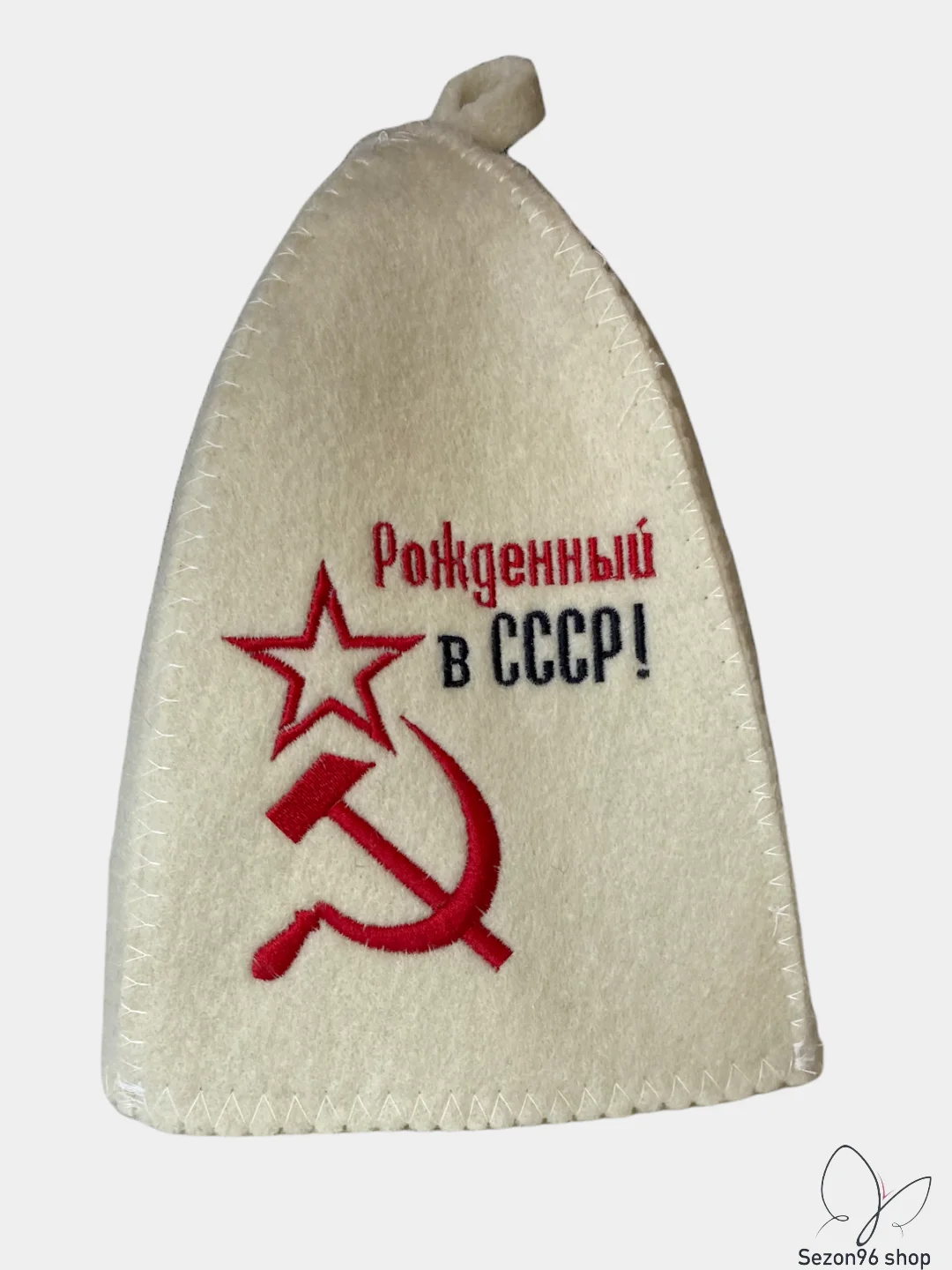 Зелёный хаки шапка банная, классическая, с вышивкой