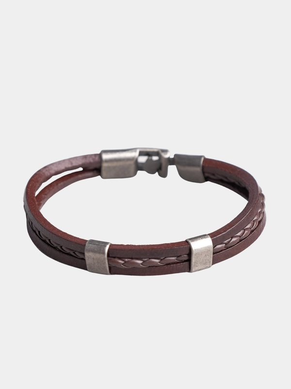 Браслет кожаный, "Косичка", L=20,5см