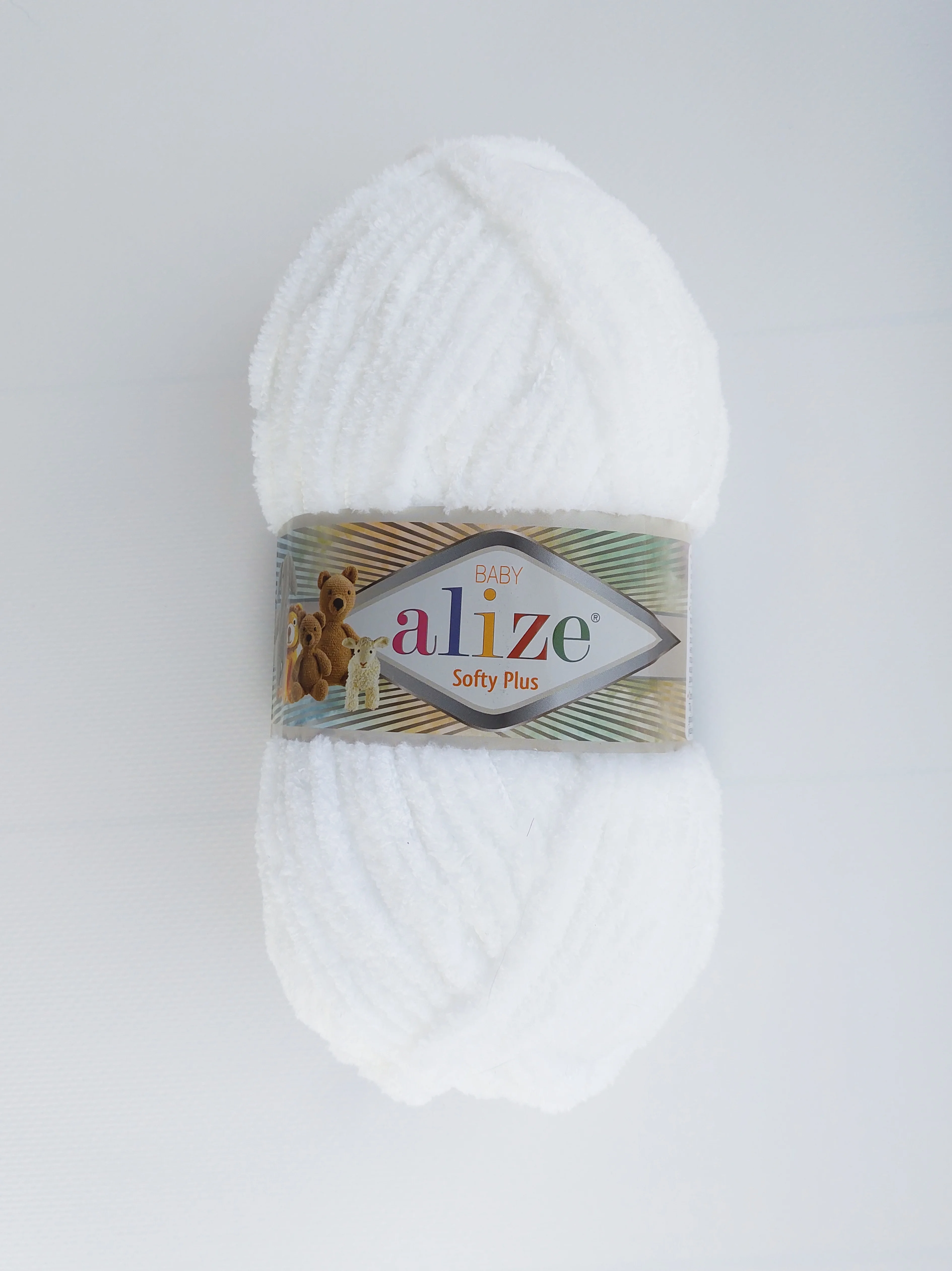 Белый плюшевая пряжа Alize Softy Plus ( Софти плюс)