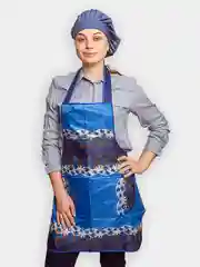 Синий фартук кухонный