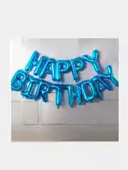 Лазурный растяжка из шаров Happy Birthday, 5 цветов
