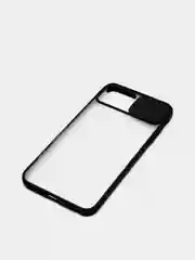 Черный чехол с защитой шторкой для камеры на iPhone 6s/7/8/Plus/SE/20/X/XS/XR/11/Pro/Max/12/13/айфон