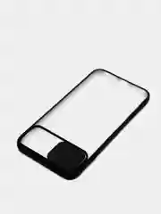 Черный чехол с защитой шторкой для камеры на iPhone 6s/7/8/Plus/SE/20/X/XS/XR/11/Pro/Max/12/13/айфон