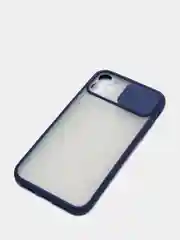 Синий чехол с защитой шторкой для камеры на iPhone 6s/7/8/Plus/SE/20/X/XS/XR/11/Pro/Max/12/13/айфон