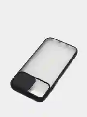 Черный чехол с защитой шторкой для камеры на iPhone 6s/7/8/Plus/SE/20/X/XS/XR/11/Pro/Max/12/13/айфон
