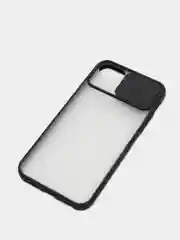 Черный чехол с защитой шторкой для камеры на iPhone 6s/7/8/Plus/SE/20/X/XS/XR/11/Pro/Max/12/13/айфон