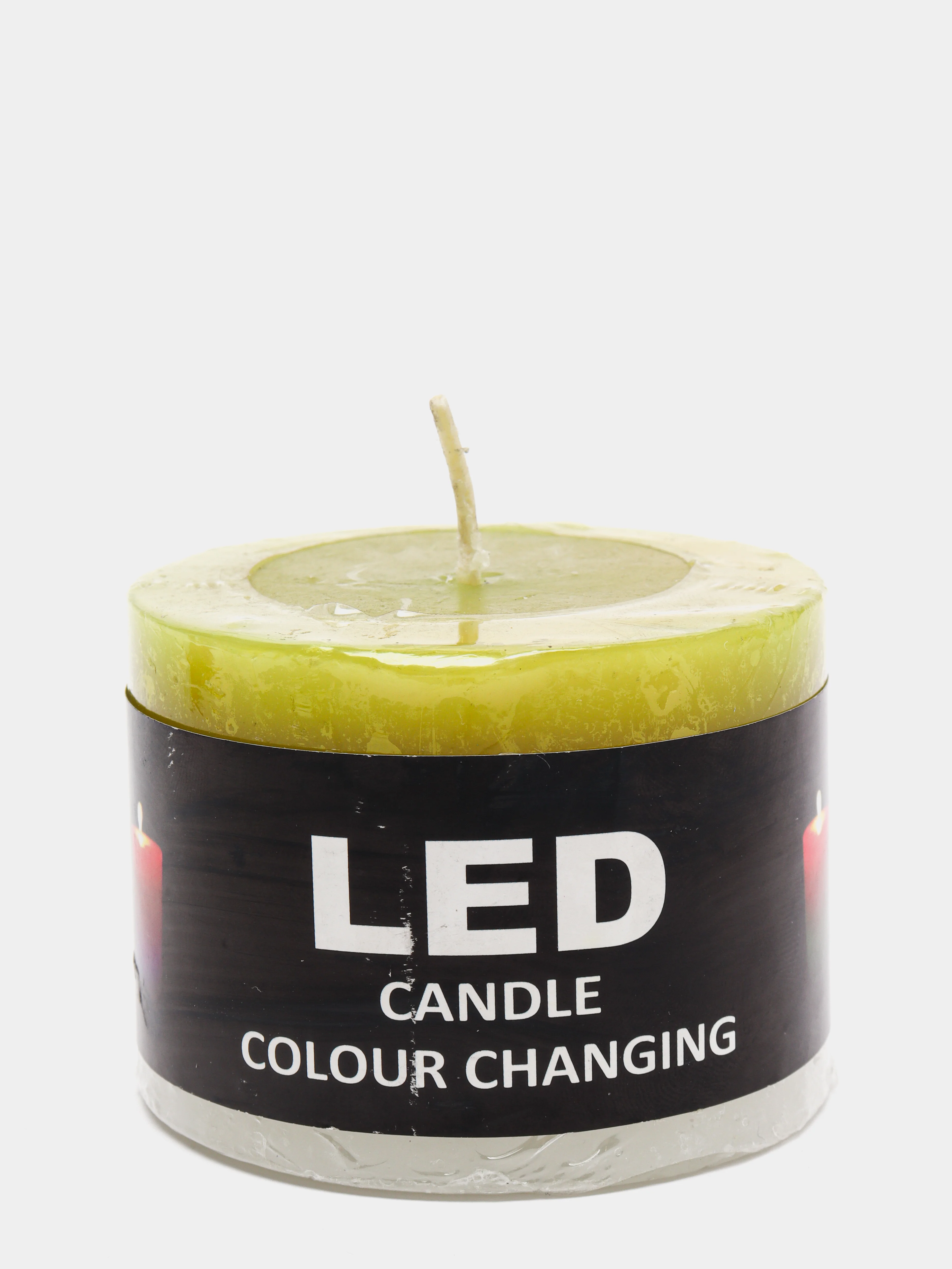 Лайм свеча с led-подсветкой широкая, из парафина, цилиндрическая