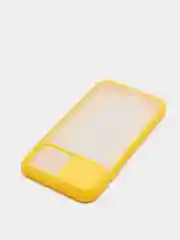 Желтый чехол с защитой шторкой для камеры на iPhone 6s/7/8/Plus/SE/20/X/XS/XR/11/Pro/Max/12/13/айфон