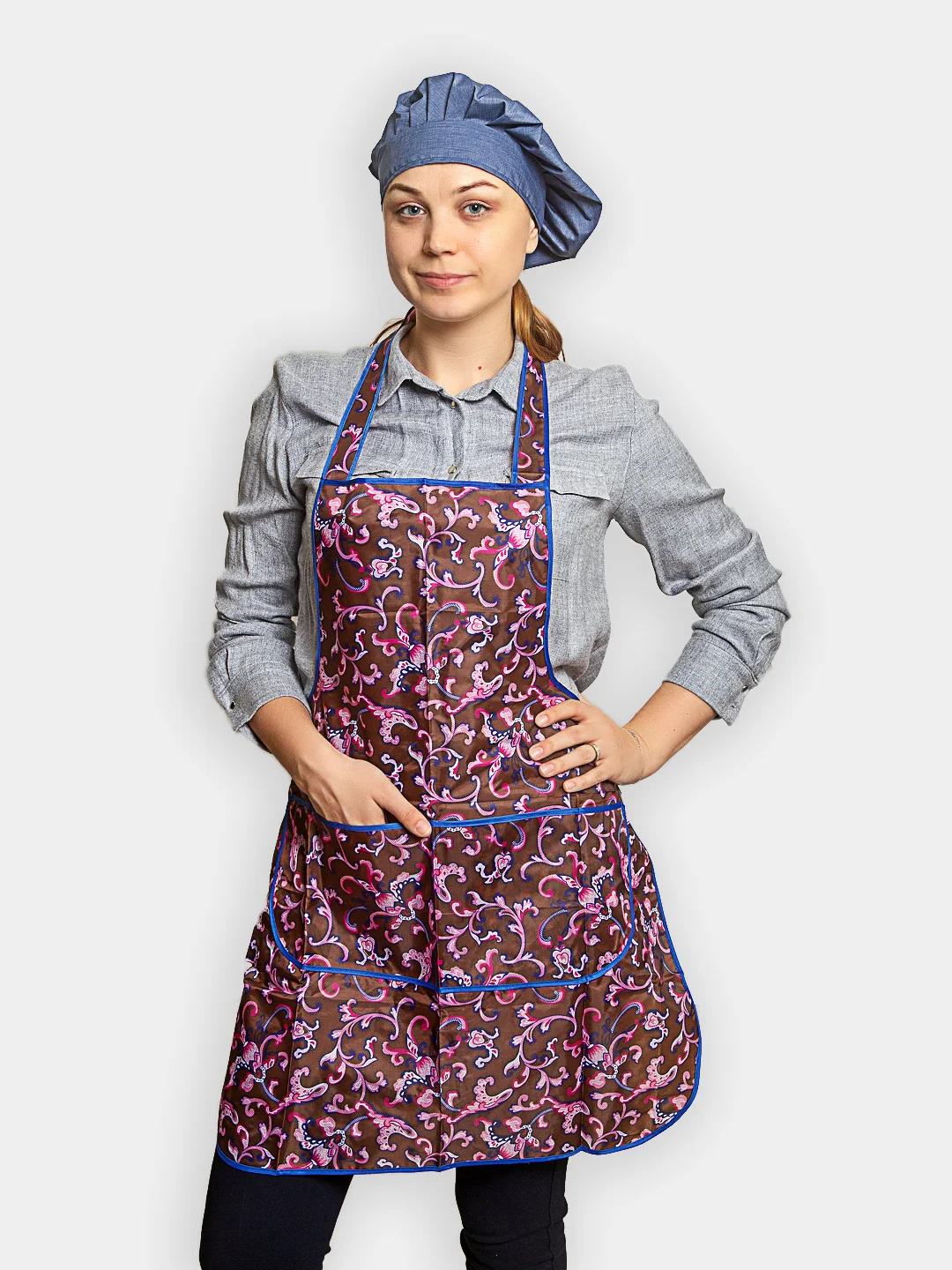 Багровый фартук кухонный