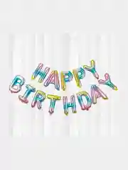 Бирюзовый растяжка из шаров Happy Birthday, 5 цветов