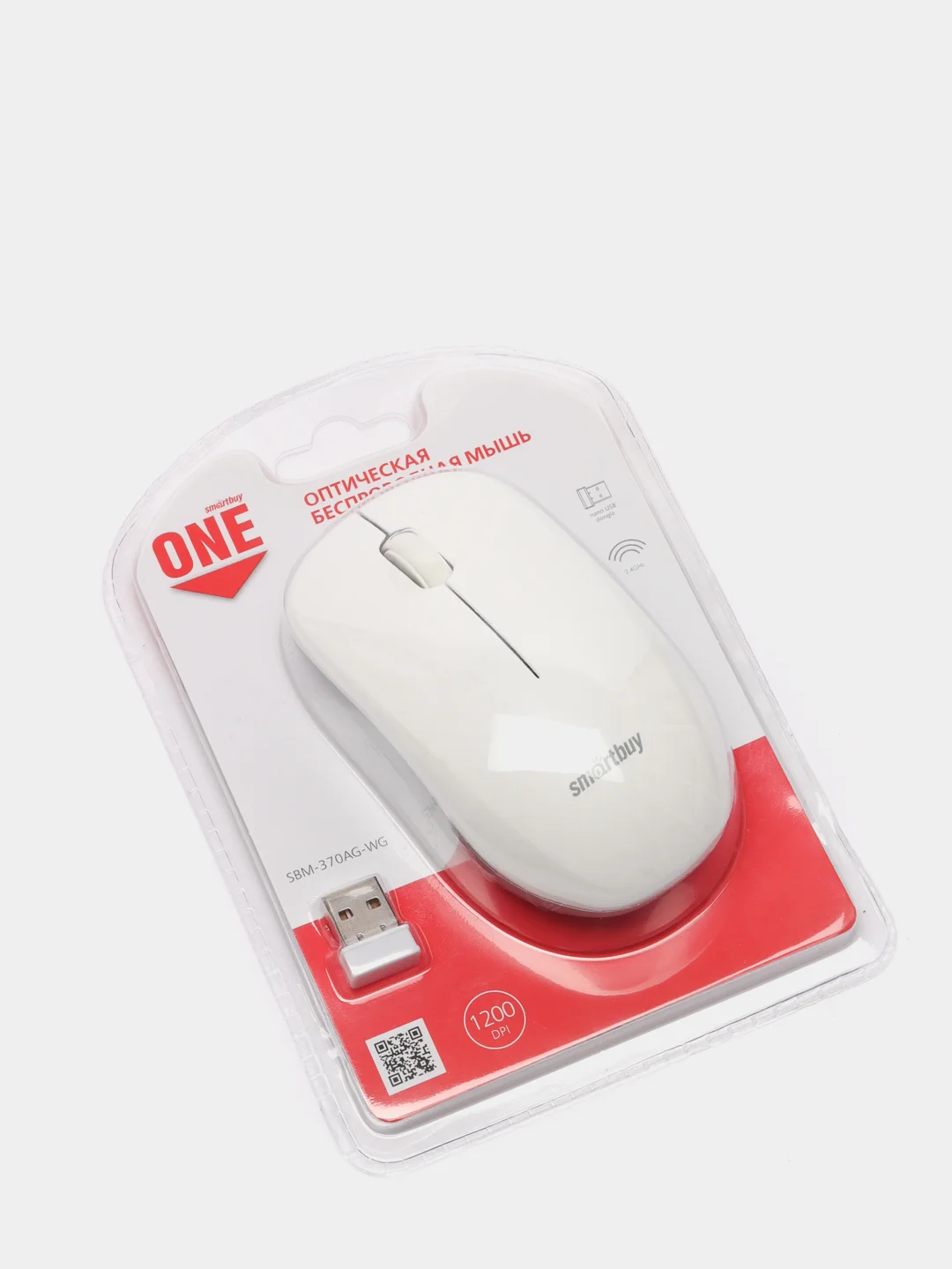 Мышь Smartbuy ONE 370, бело-серая, SBM-370AG-WG, беспроводная