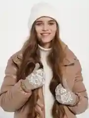 Варежки женские, зимние, вязанные