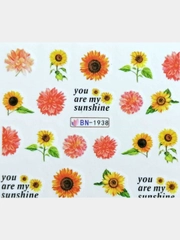Наклейки для ногтей, слайдеры, стикеры, для ногтей (водные) - Sun Flower BN1938