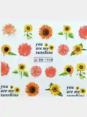 Наклейки для ногтей, слайдеры, стикеры, для ногтей (водные) - Sun Flower BN1938