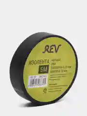 Изолента Rev, черная, ПВХ, 15 мм х 5 м, 130 мкм