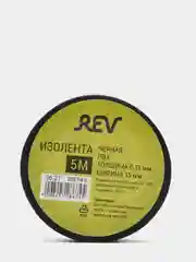 Изолента Rev, черная, ПВХ, 15 мм х 5 м, 130 мкм