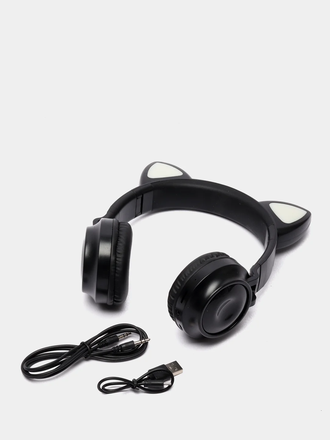 Синий беспроводные наушники Cat Ear ZW-028, LED, со светящимися кошачьими ушками
