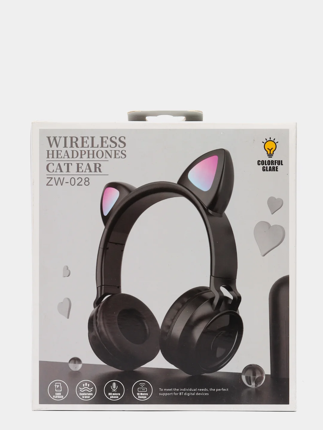 Синий беспроводные наушники Cat Ear ZW-028, LED, со светящимися кошачьими ушками