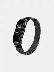 Черный металлический ремешок для Xiaomi Mi Band 3 и 4 (Миланская петля)