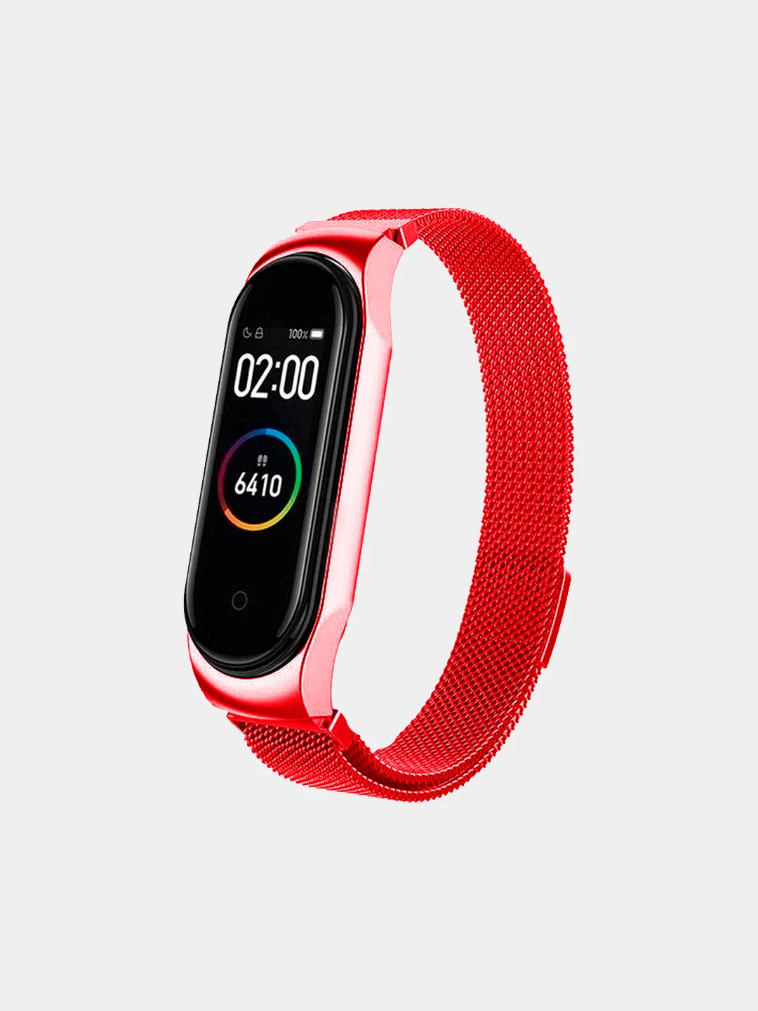 Алый металлический ремешок для Xiaomi Mi Band 3 и 4 (Миланская петля)