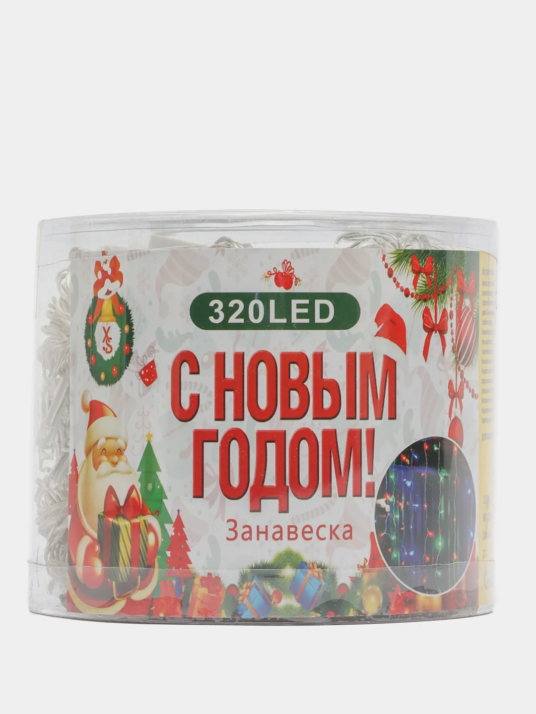Белый гирлянда-штора новогодняя, светодиодная, разноцветная