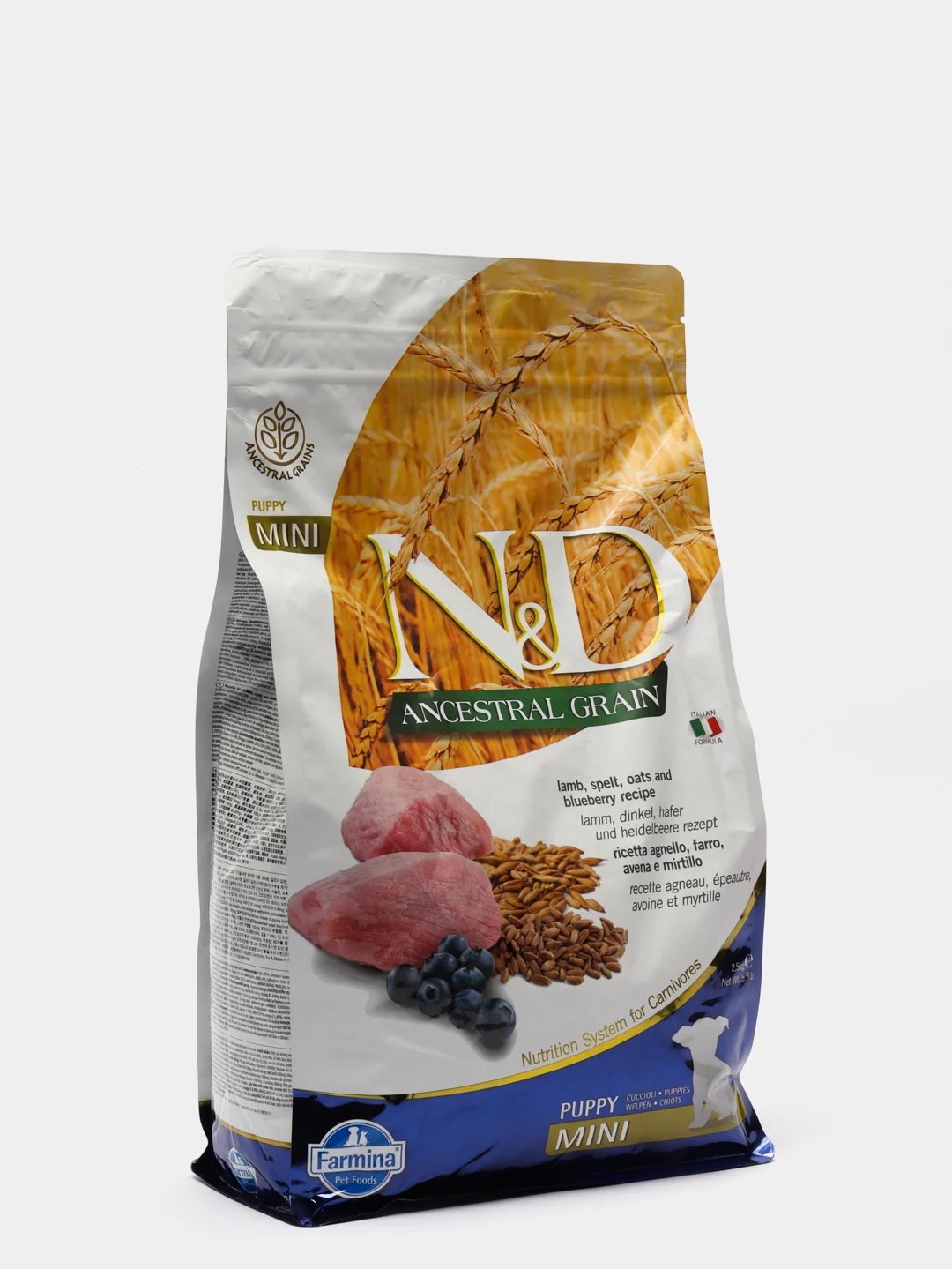 Сухой корм Farmina N&D Low Grain "Ягненок и черника", для щенков мелких пород, 2,5 кг