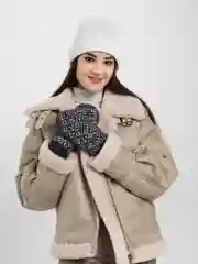 Черный варежки женские тёплые зимние
